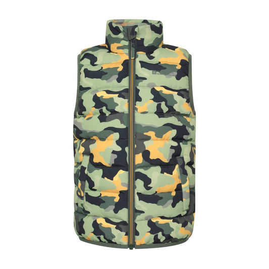 Dark Khaki - Front - Mountain Warehouse Childrens-Kids Rocko Camo Padded Gilet
