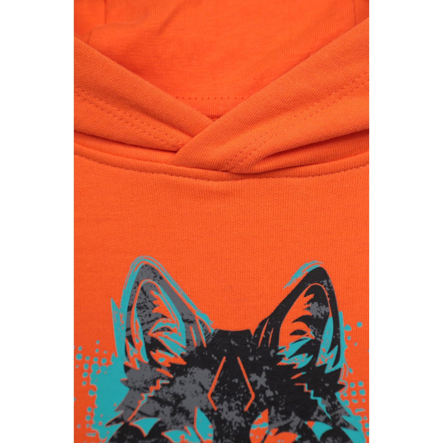 Orange - Side - Mountain Warehouse Childrens-Kids Wolf Hoodie
