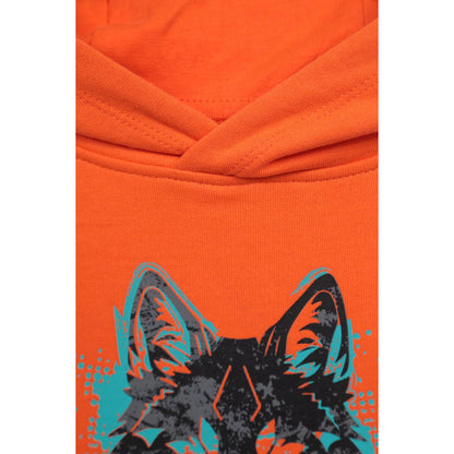 Orange - Side - Mountain Warehouse Childrens-Kids Wolf Hoodie