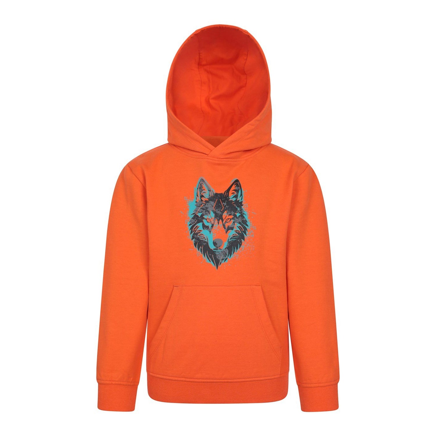 Orange - Front - Mountain Warehouse Childrens-Kids Wolf Hoodie