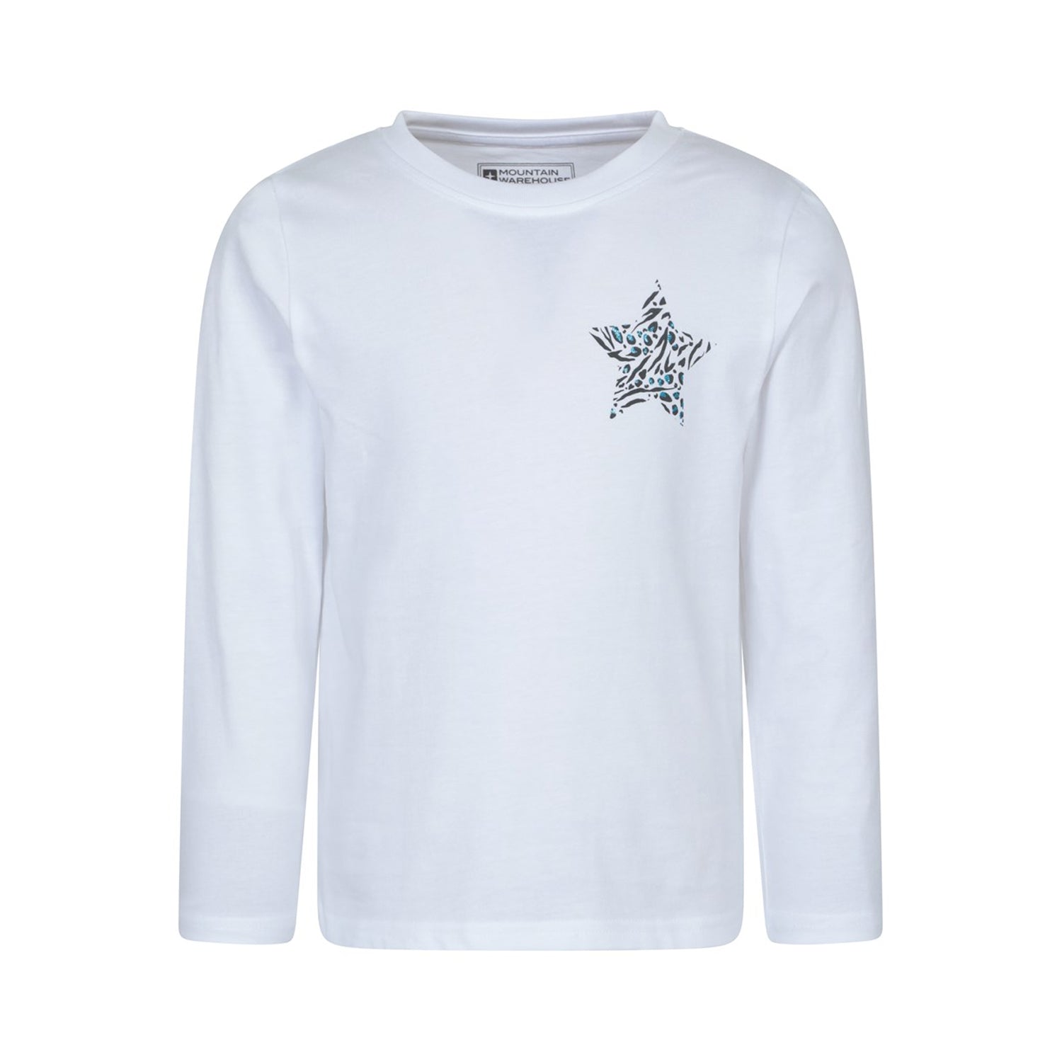 Light Beige - Front - Mountain Warehouse Childrens-Kids Leopard Star Long-Sleeved T-Shirt