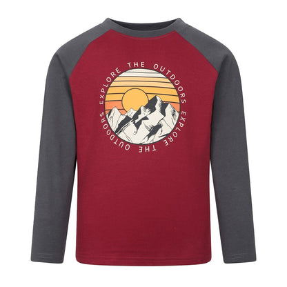 Red - Front - Mountain Warehouse Childrens-Kids Explore Mountain T-Shirt