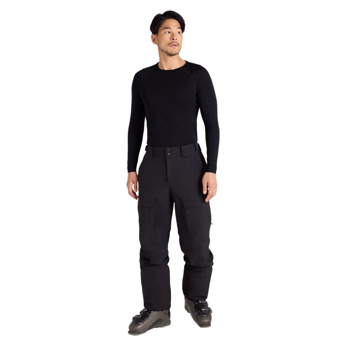Black - Close up - Mountain Warehouse Mens Ariel Waterproof Cargo Pocket Ski Trousers