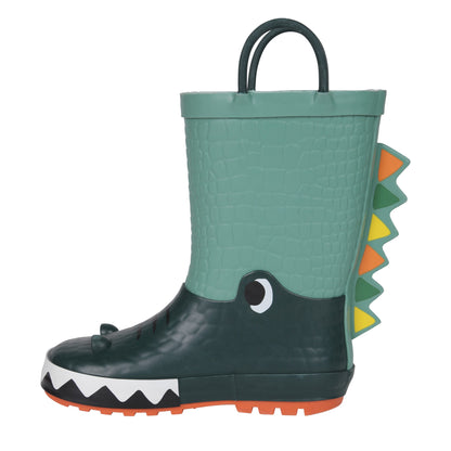 Green - Side - Mountain Warehouse Childrens-Kids Crocodile Wellington Boots