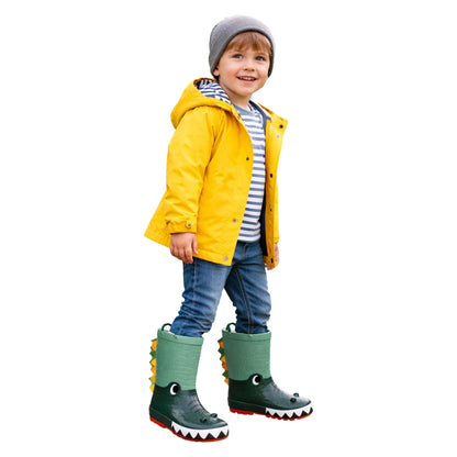 Green - Close up - Mountain Warehouse Childrens-Kids Crocodile Wellington Boots