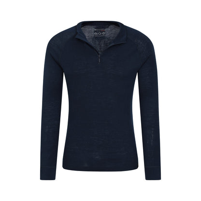 Navy - Pack Shot - Mountain Warehouse Mens Merino Wool Base Layer Top (Pack of 2)