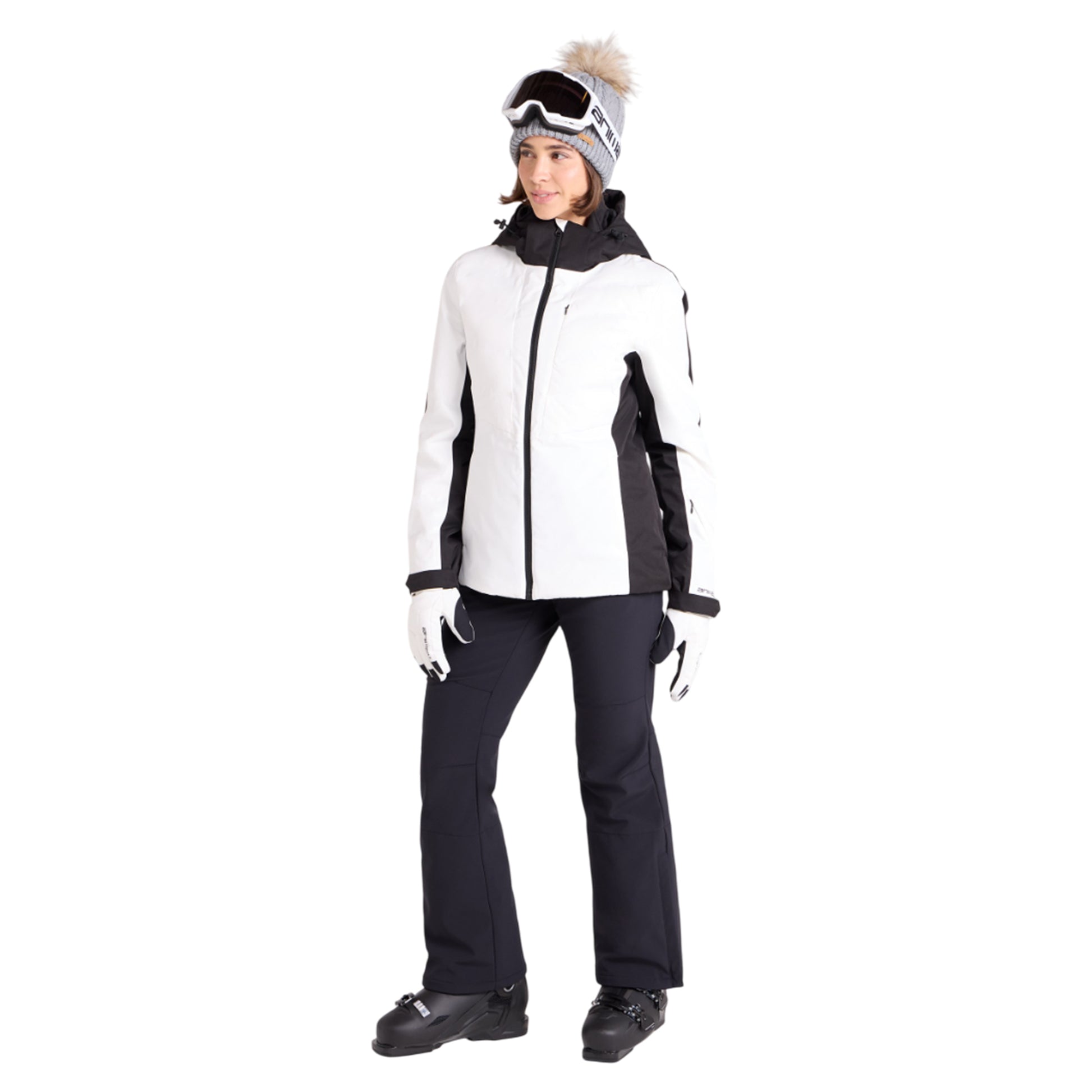 Black - Pack Shot - Animal Womens-Ladies Energy Baffled Stitching Ski Jacket