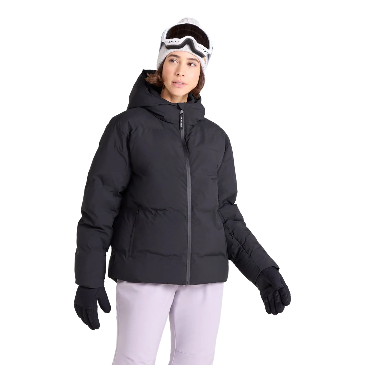 Black - Lifestyle - Animal Womens-Ladies Glacier Waterproof Heat Sealed Baffles Ski Jacket