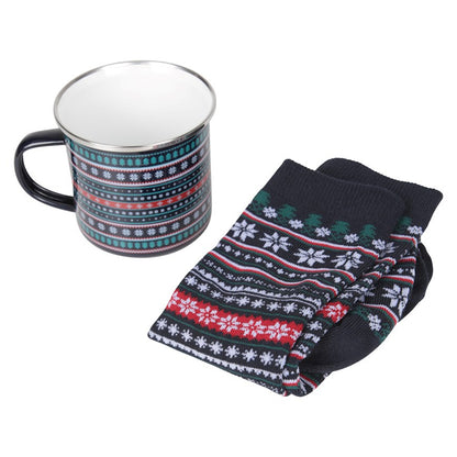 Navy - Front - Mountain Warehouse Unisex Adult Rising Sun Mug and Sock Set
