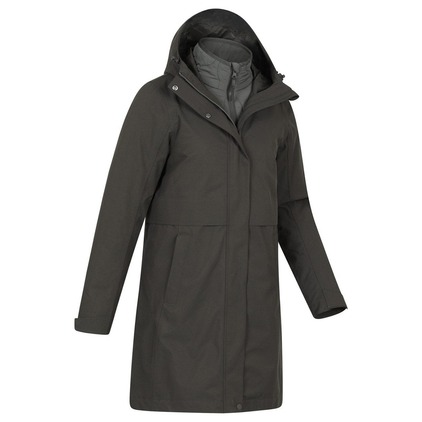 Khaki Green - Side - Mountain Warehouse Womens-Ladies Luna 3 in 1 Long Waterproof Jacket