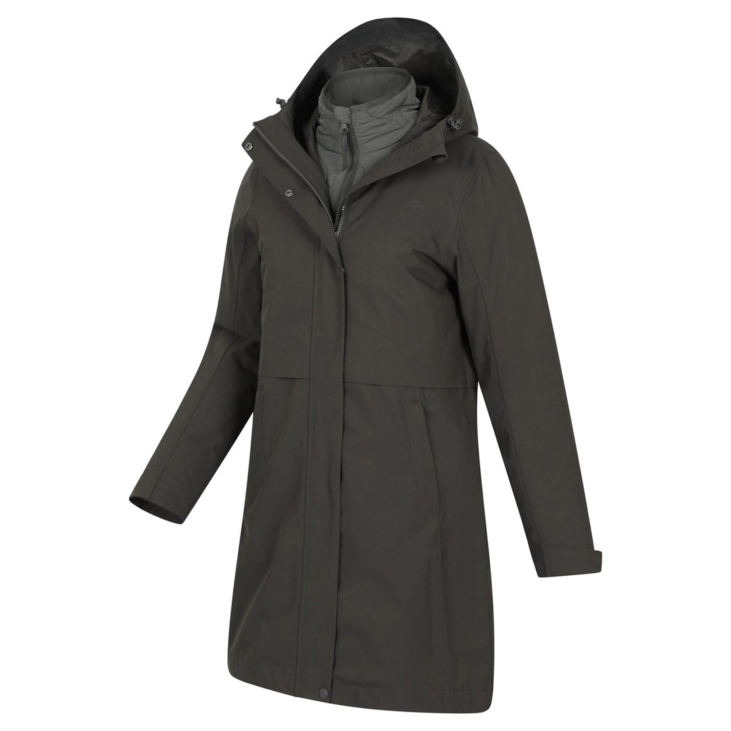 Khaki Green - Lifestyle - Mountain Warehouse Womens-Ladies Luna 3 in 1 Long Waterproof Jacket