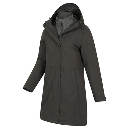 Khaki Green - Lifestyle - Mountain Warehouse Womens-Ladies Luna 3 in 1 Long Waterproof Jacket