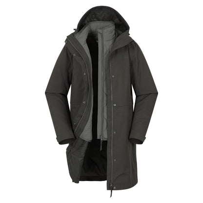 Khaki Green - Pack Shot - Mountain Warehouse Womens-Ladies Luna 3 in 1 Long Waterproof Jacket