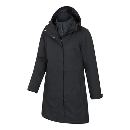 Black - Side - Mountain Warehouse Womens-Ladies Luna 3 in 1 Long Waterproof Jacket