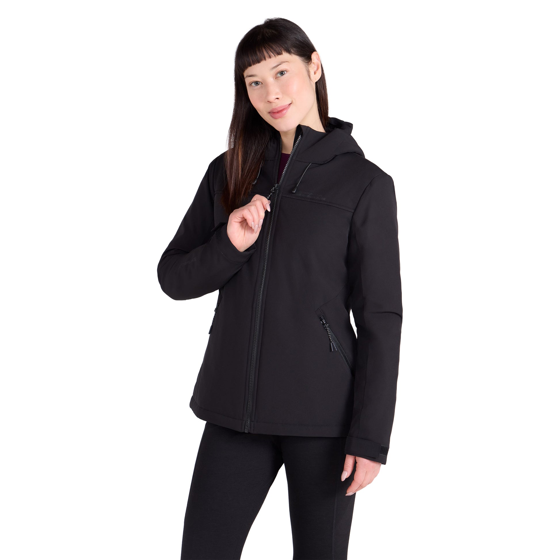 Black - Pack Shot - Mountain Warehouse Womens-Ladies Fern Softshell Faux Fur Lined Jacket
