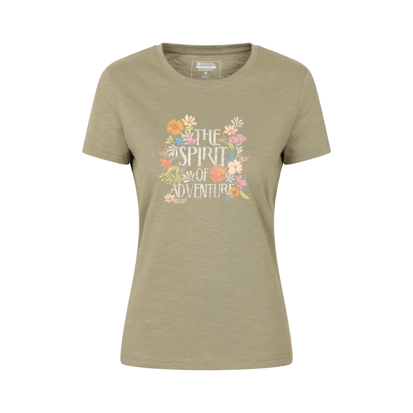 Khaki Green - Front - Mountain Warehouse Womens-Ladies Spirit Of Adventure Printed T-Shirt