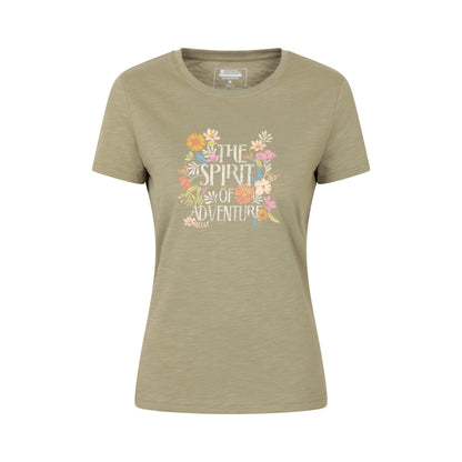 Khaki Green - Front - Mountain Warehouse Womens-Ladies Spirit Of Adventure Printed T-Shirt