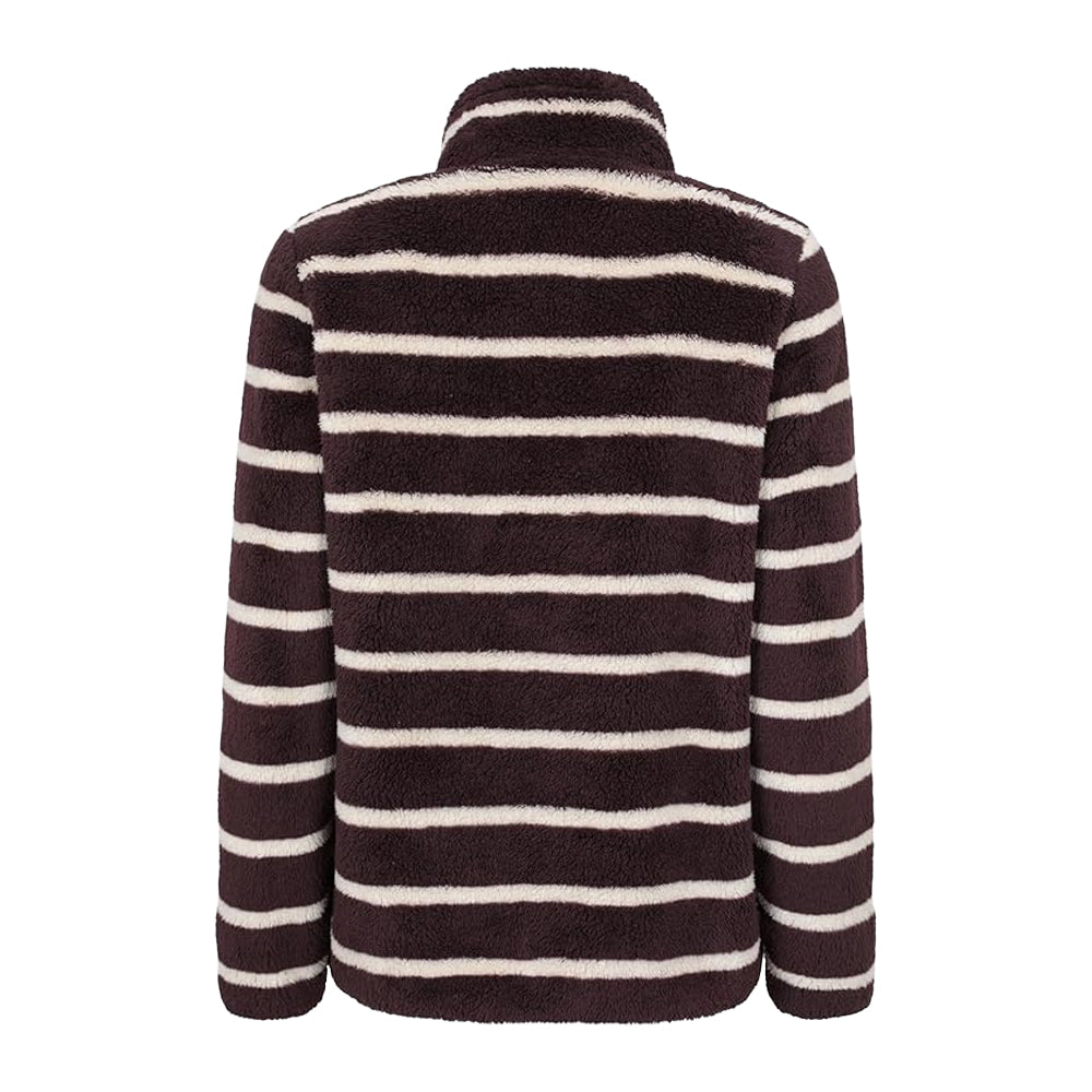 Dark Brown - Back - Mountain Warehouse Womens-Ladies Teddy Striped Quarter Zip Fleece Top