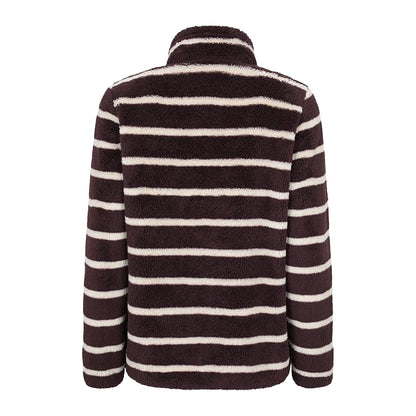 Dark Brown - Back - Mountain Warehouse Womens-Ladies Teddy Striped Quarter Zip Fleece Top