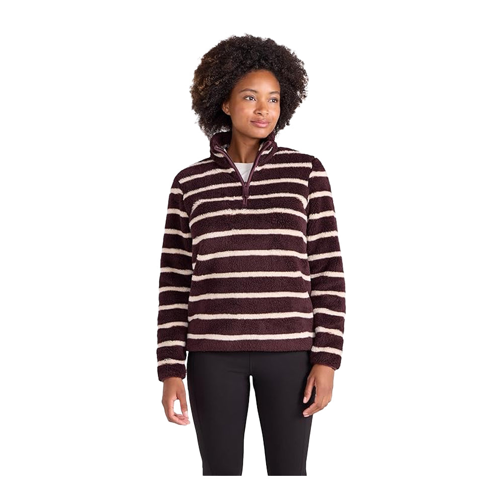 Dark Brown - Lifestyle - Mountain Warehouse Womens-Ladies Teddy Striped Quarter Zip Fleece Top
