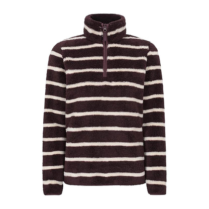Dark Brown - Front - Mountain Warehouse Womens-Ladies Teddy Striped Quarter Zip Fleece Top