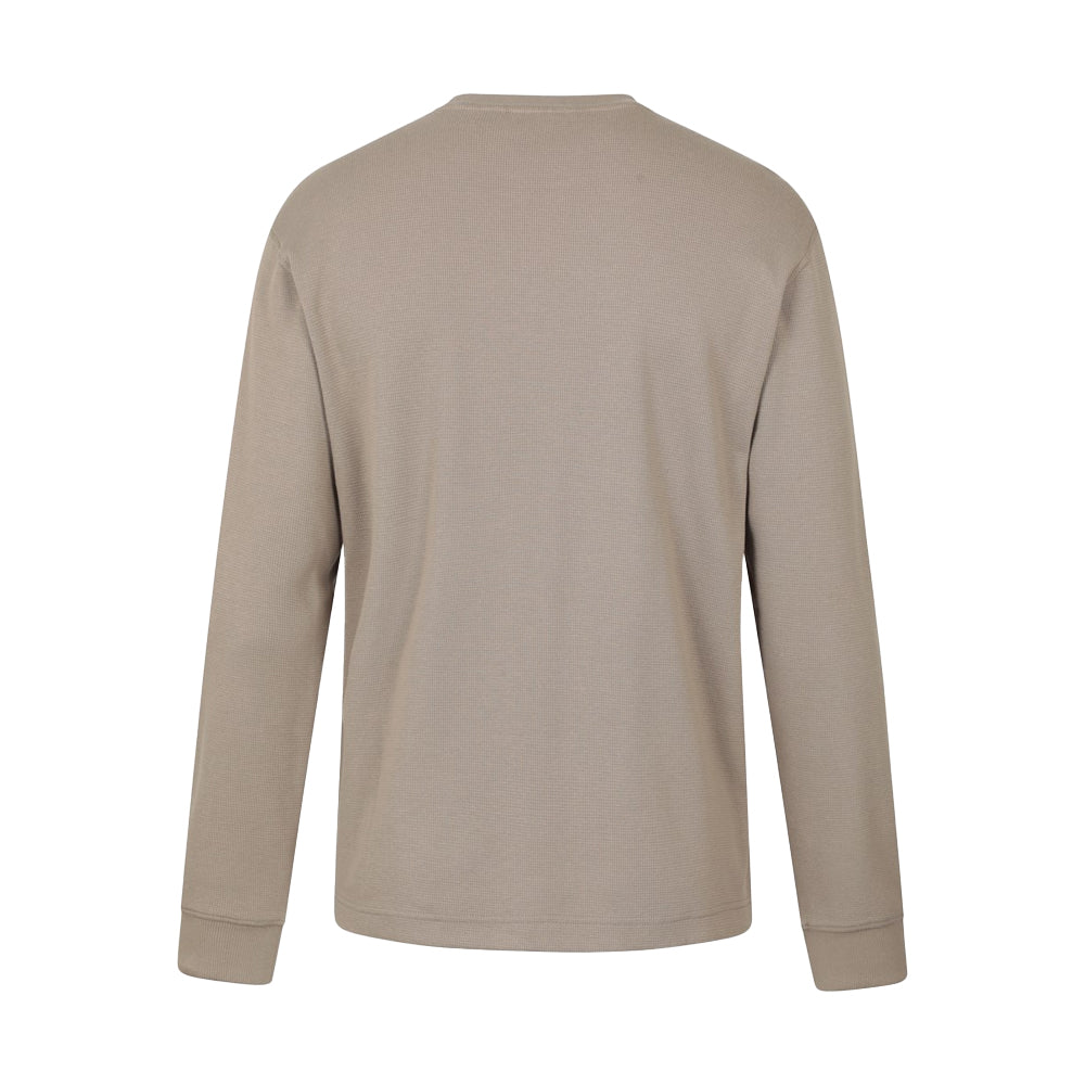 Dark Beige - Back - Mountain Warehouse Mens Tillsbury Textured Waffle Crew Neck Long-Sleeved Sweatshirt