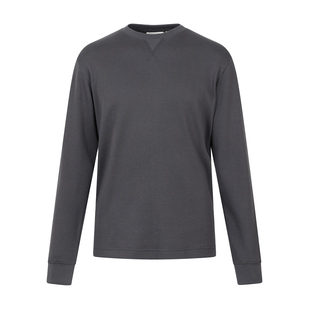 Charcoal - Front - Mountain Warehouse Mens Tillsbury Textured Waffle Crew Neck Long-Sleeved Sweatshirt