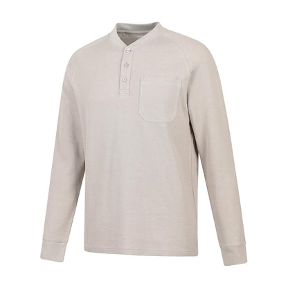 Dark Beige - Side - Mountain Warehouse Mens Selby Waffle Henley Long-Sleeved T-Shirt