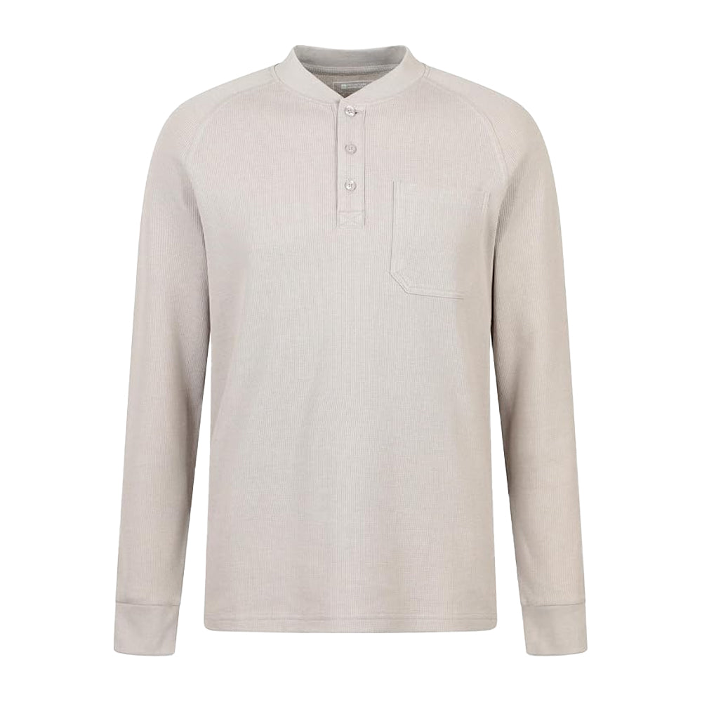 Dark Beige - Front - Mountain Warehouse Mens Selby Waffle Henley Long-Sleeved T-Shirt