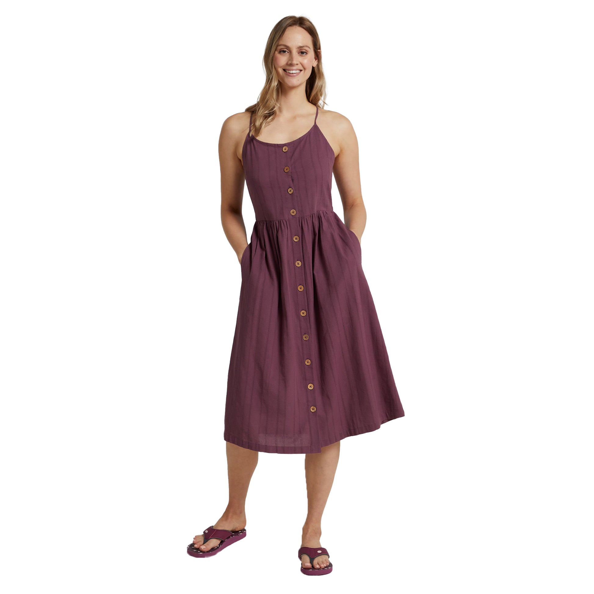 Burgundy - Side - Animal Womens-Ladies Amelia Organic Dress