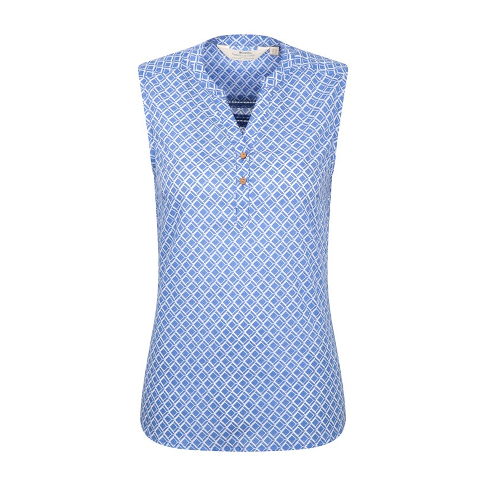 Blue - Front - Mountain Warehouse Womens-Ladies Petra Geometric Sleeveless Shirt