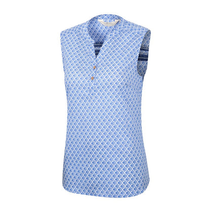Blue - Side - Mountain Warehouse Womens-Ladies Petra Geometric Sleeveless Shirt
