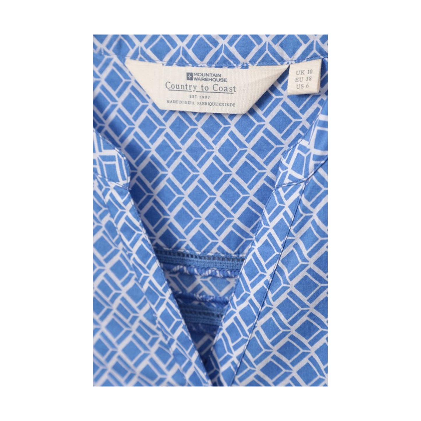 Blue - Pack Shot - Mountain Warehouse Womens-Ladies Petra Geometric Sleeveless Shirt