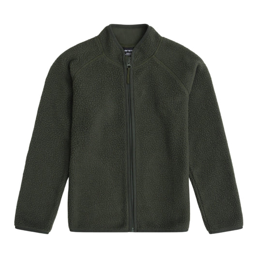 Dark Khaki - Front - Animal Childrens-Kids Borg Raglan Full Zip Fleece Jacket