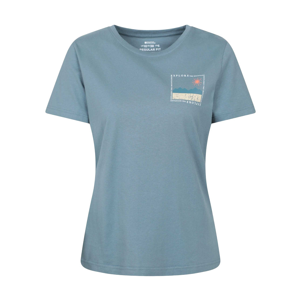 Blue - Front - Mountain Warehouse Womens-Ladies Explore The Mountains Printed T-Shirt