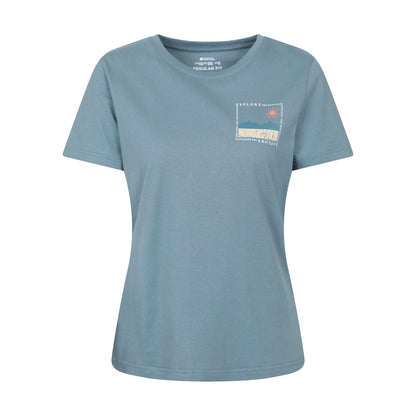 Blue - Front - Mountain Warehouse Womens-Ladies Explore The Mountains Printed T-Shirt