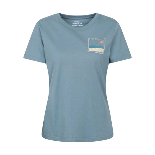 Blue - Front - Mountain Warehouse Womens-Ladies Explore The Mountains Printed T-Shirt