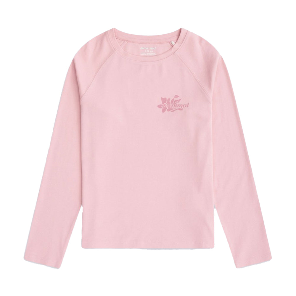 Pale Pink - Front - Animal Girls Ashleigh Long-Sleeved T-Shirt