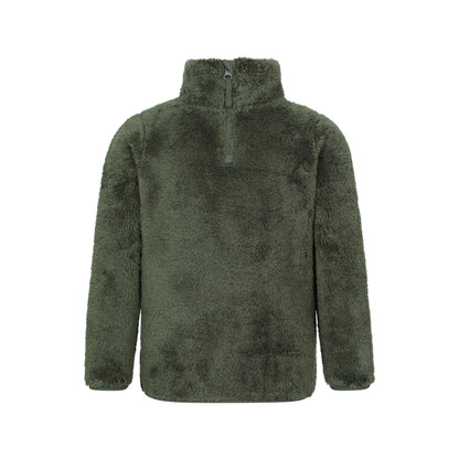Khaki Green - Front - Mountain Warehouse Childrens-Kids Teddy Half Zip Fleece Top