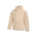 Beige - Side - Mountain Warehouse Childrens-Kids Teddy Half Zip Fleece Top