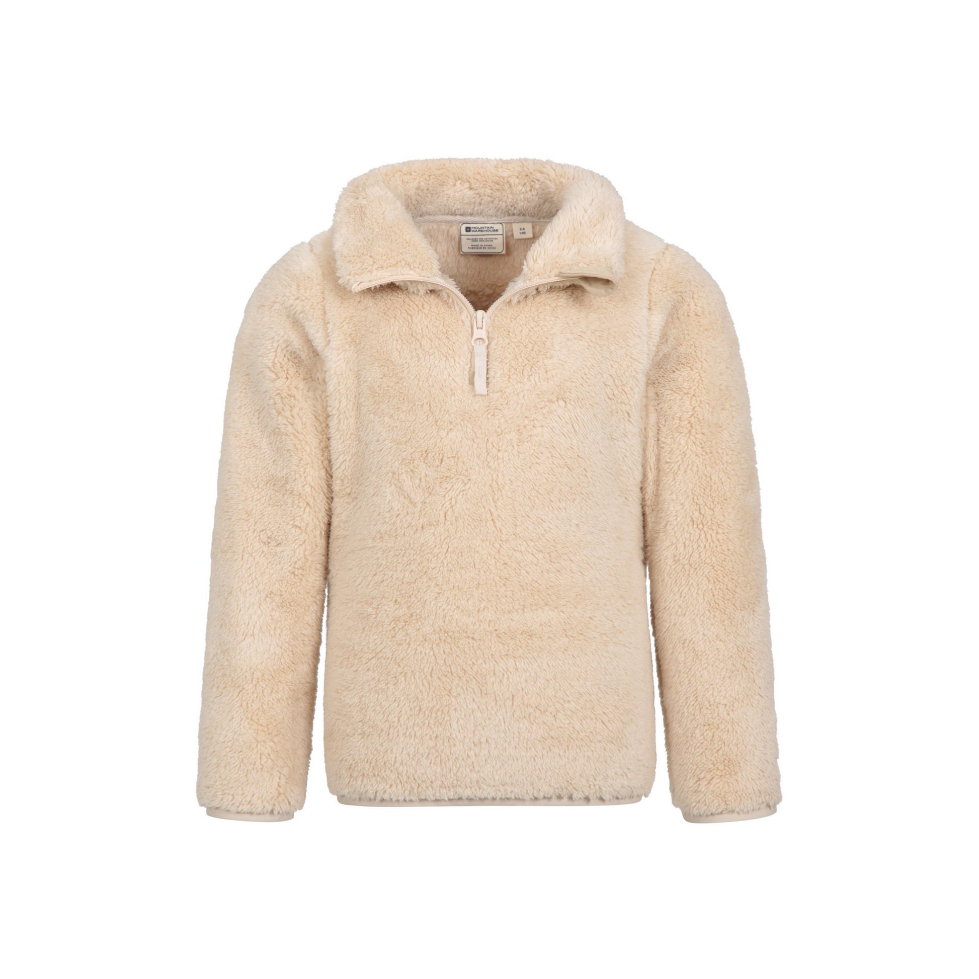 Beige - Lifestyle - Mountain Warehouse Childrens-Kids Teddy Half Zip Fleece Top