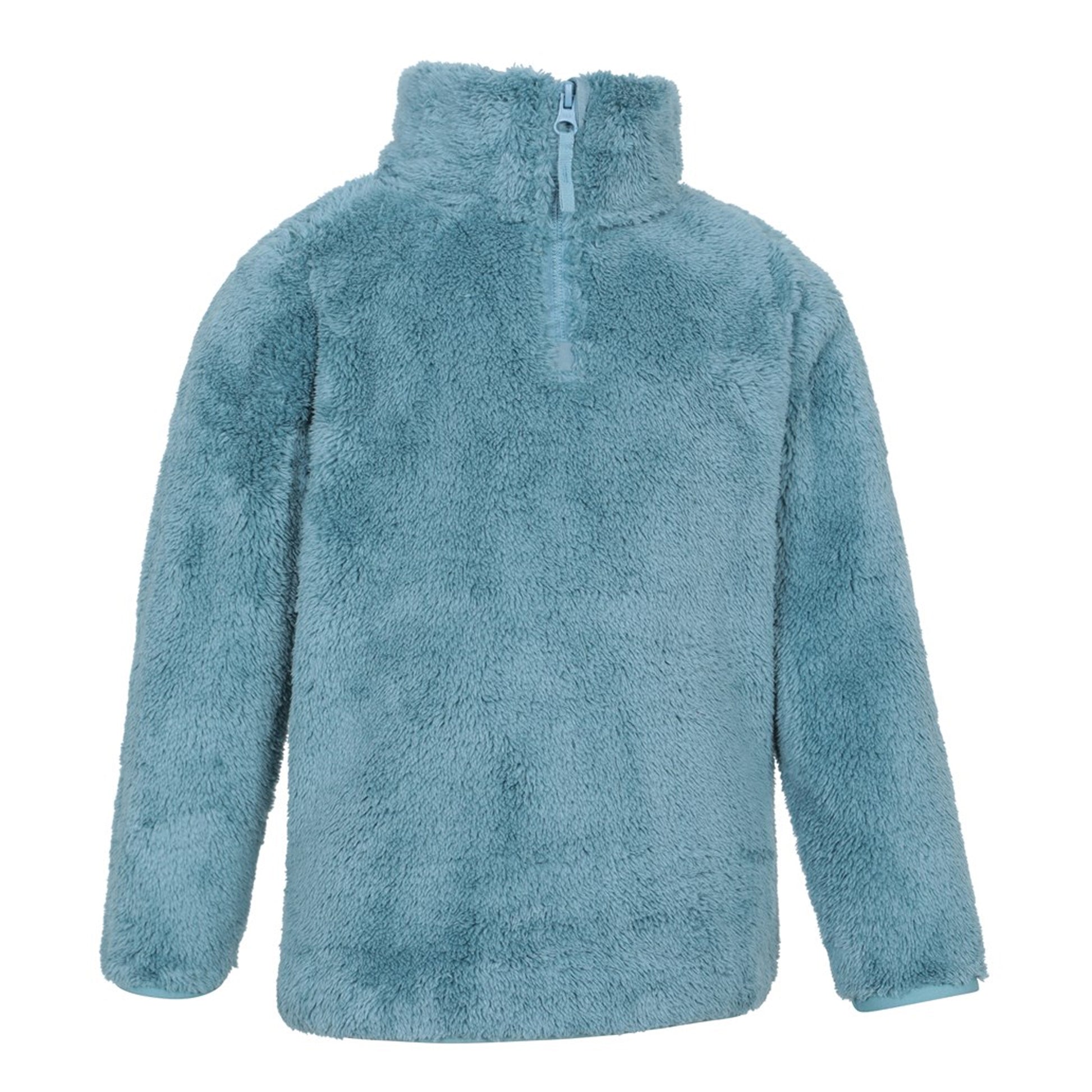 Teal - Side - Mountain Warehouse Childrens-Kids Teddy Half Zip Fleece Top