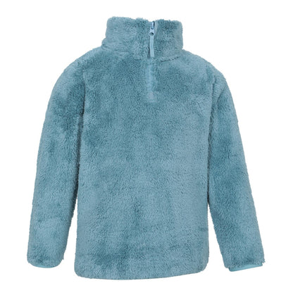 Teal - Side - Mountain Warehouse Childrens-Kids Teddy Half Zip Fleece Top