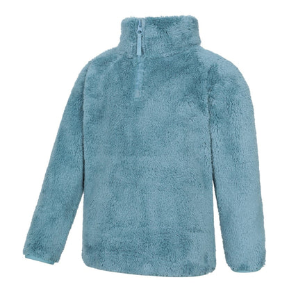 Teal - Lifestyle - Mountain Warehouse Childrens-Kids Teddy Half Zip Fleece Top
