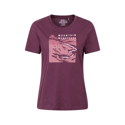Burgundy - Front - Mountain Warehouse Womens-Ladies Winding Trek Printed T-Shirt