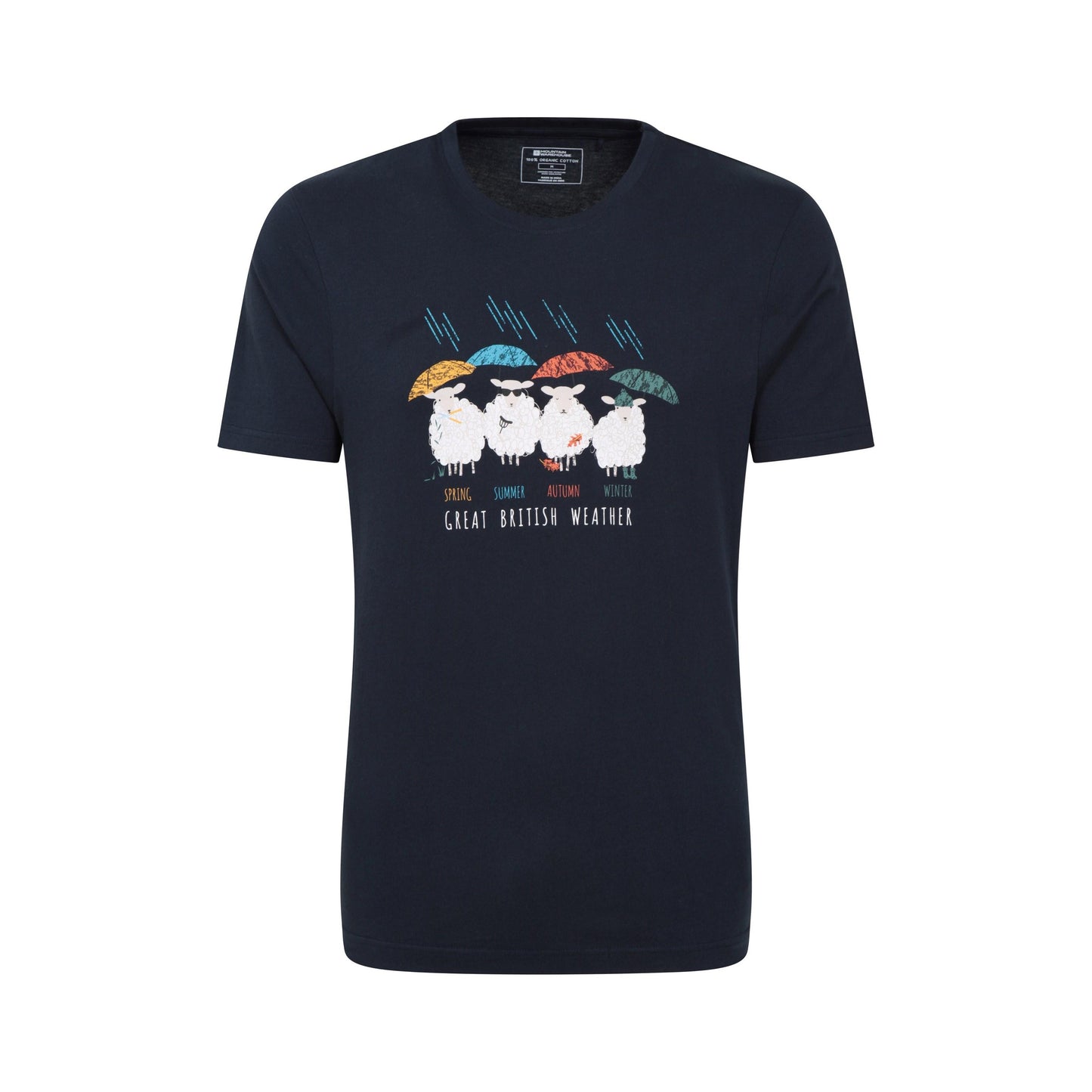 Navy - Front - Mountain Warehouse Unisex Adult Great British Weather Graphic T-Shirt