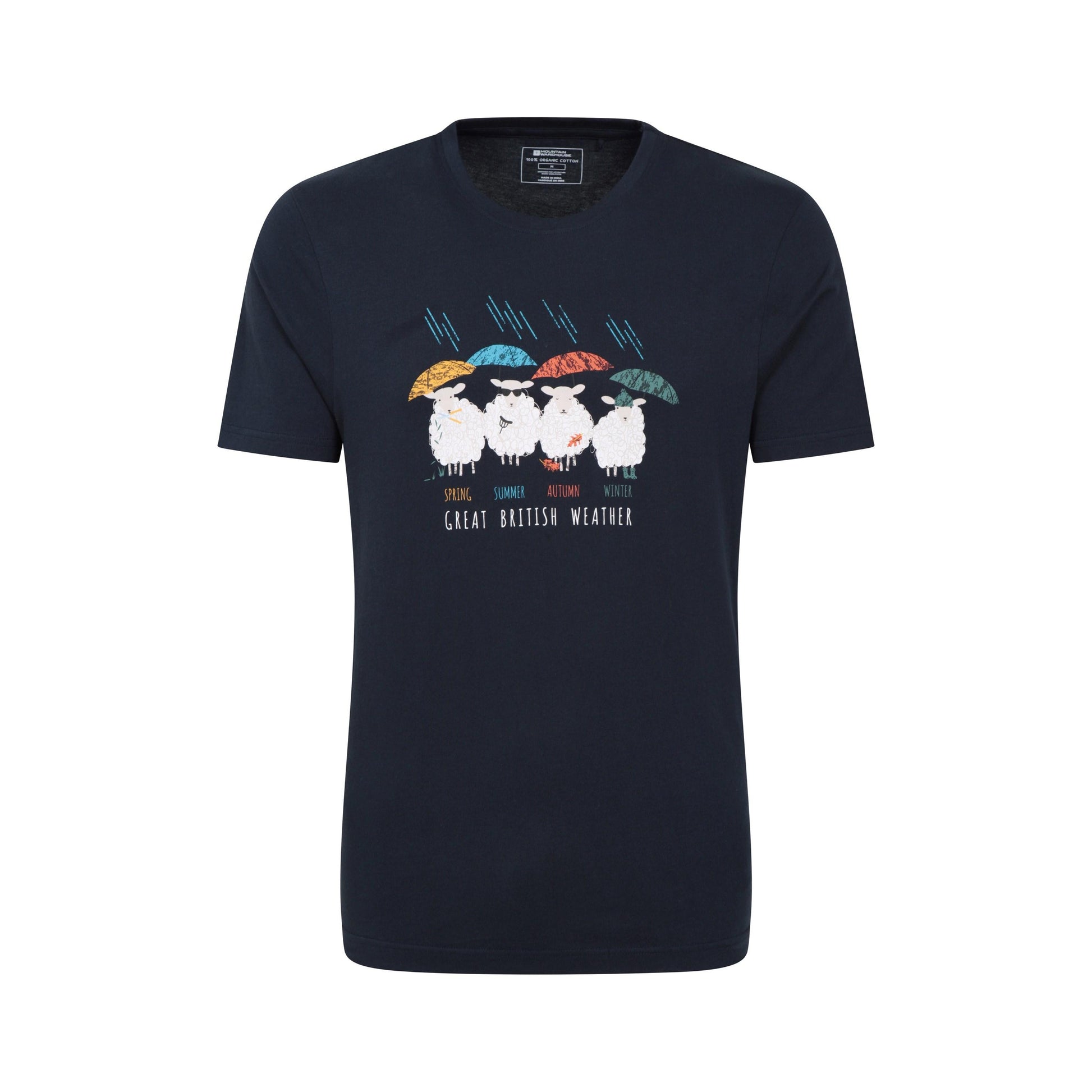 Navy - Front - Mountain Warehouse Unisex Adult Great British Weather Graphic T-Shirt
