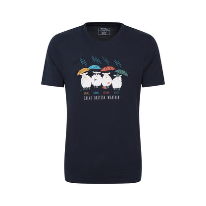 Navy - Front - Mountain Warehouse Unisex Adult Great British Weather Graphic T-Shirt