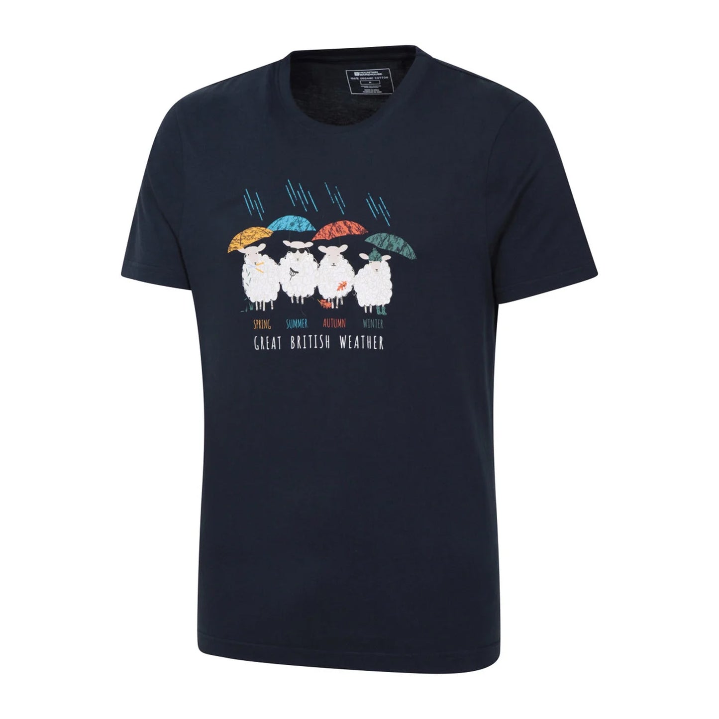 Navy - Side - Mountain Warehouse Unisex Adult Great British Weather Graphic T-Shirt