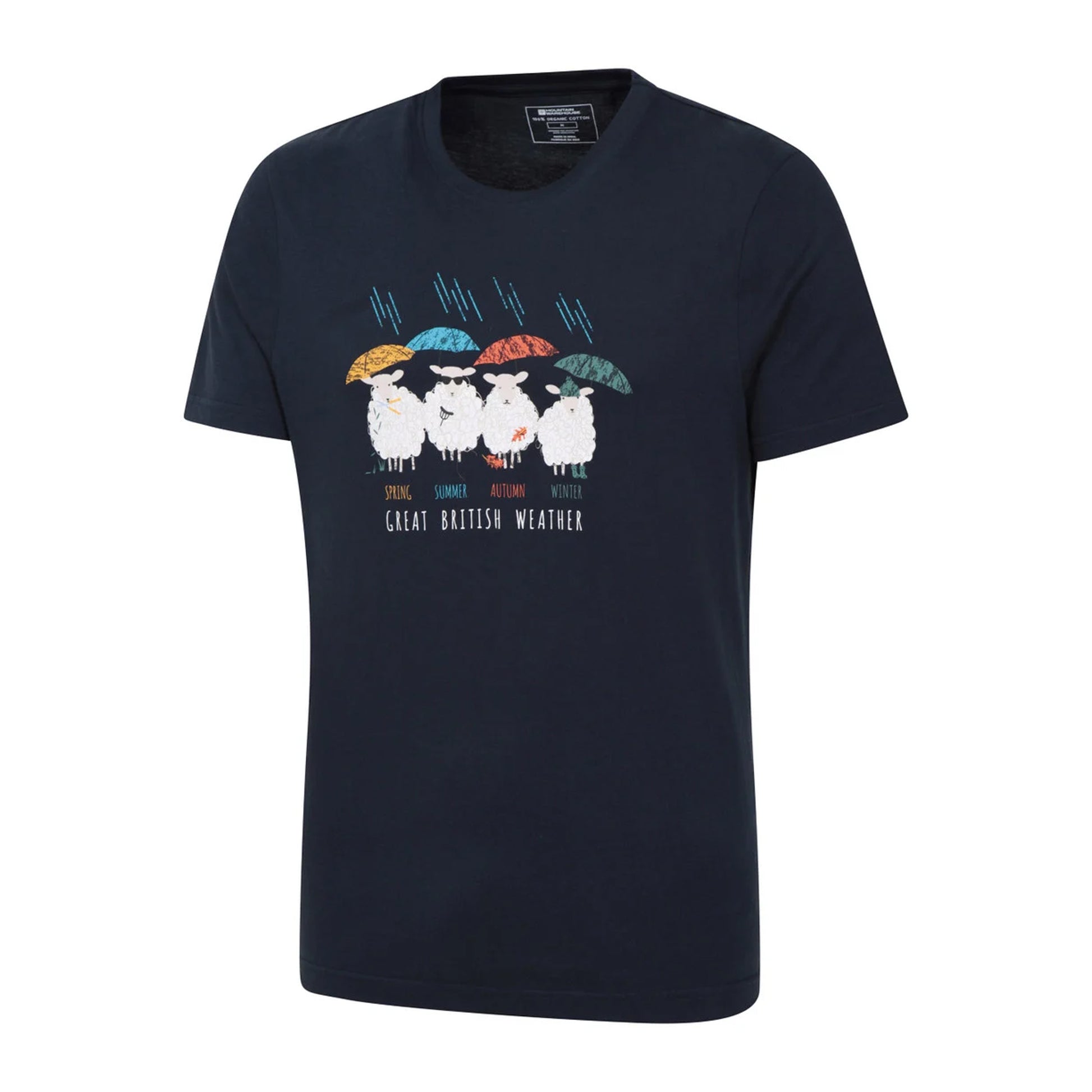 Navy - Side - Mountain Warehouse Unisex Adult Great British Weather Graphic T-Shirt